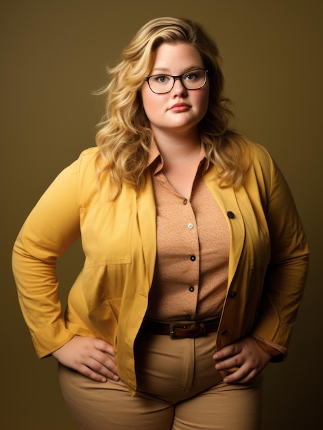 Фото Женщина в очках и желтом пиджаке