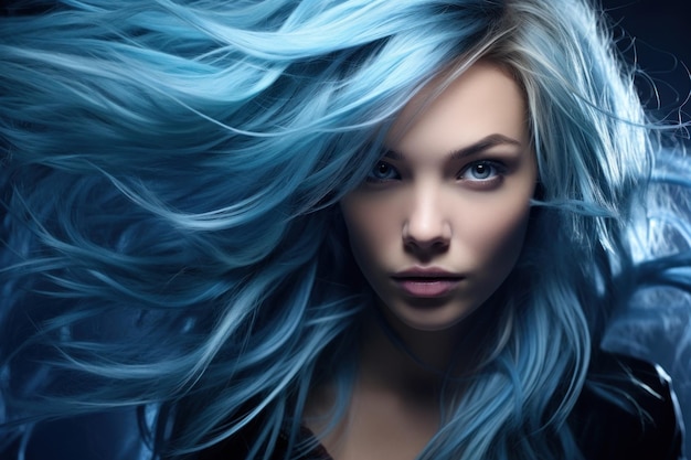 写真 青い髪の女性