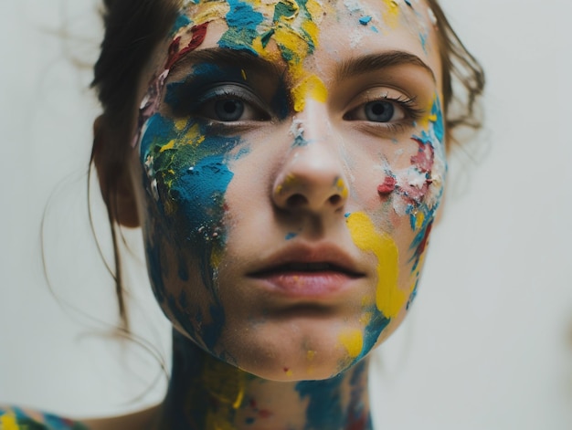 사진 얼굴에 페인트를 칠한 여성
