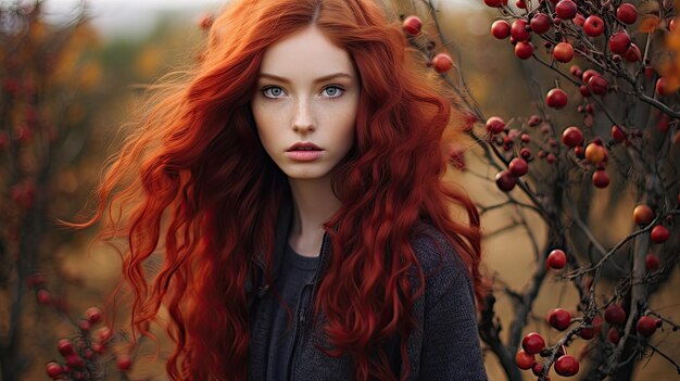 Фото Женщина с рыжими волосами и голубыми глазами