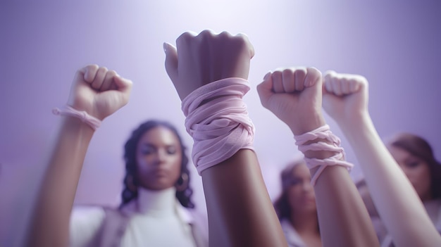写真 女性抗議者が拳を上げたフェミニスト運動のエンパワーメント generative ai