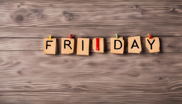 写真 a wooden block that says friday is on a wood board