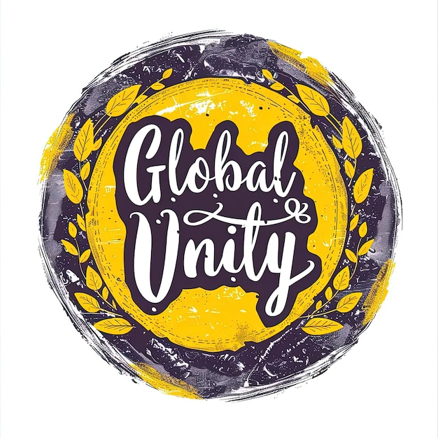 写真 グローバル・ユニティという文字が書かれた黄色と黒のロゴ