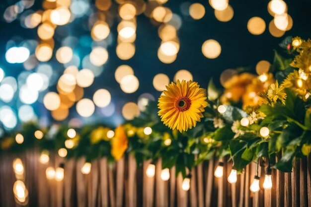 写真 黄色い花が花瓶の中にありその上に太陽の文字が書かれています