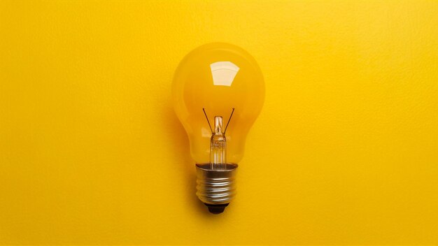 Фото Желтая лампочка, которая находится на желтой стене