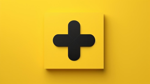 Фото Желтый квадрат с вырезанным из него черным крестом