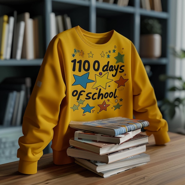 사진 테이블 위에 숫자 10이 있는 노란색 스웨터
