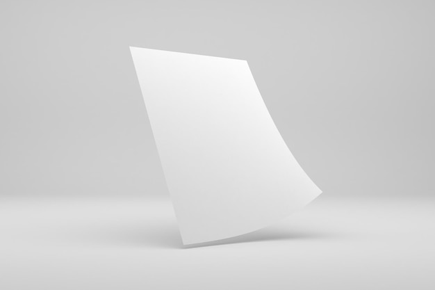 A4 Paper Left Side Isolated In Grey Background