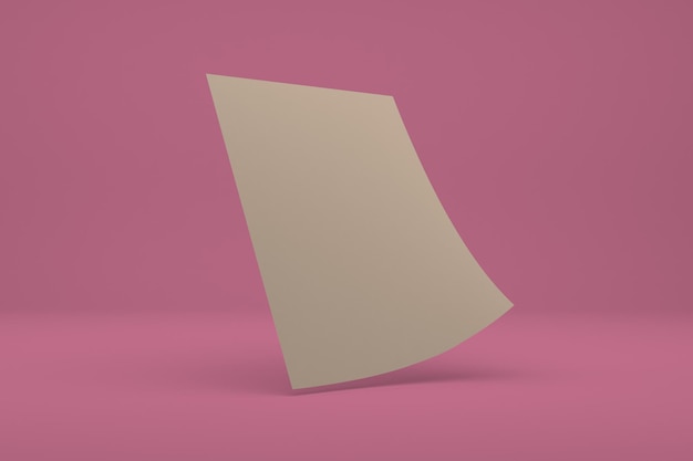 A4 Paper Left Side Isolated In Pink Background