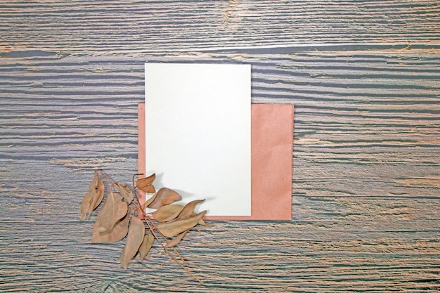 A5 paper greeting card mockup with envelope