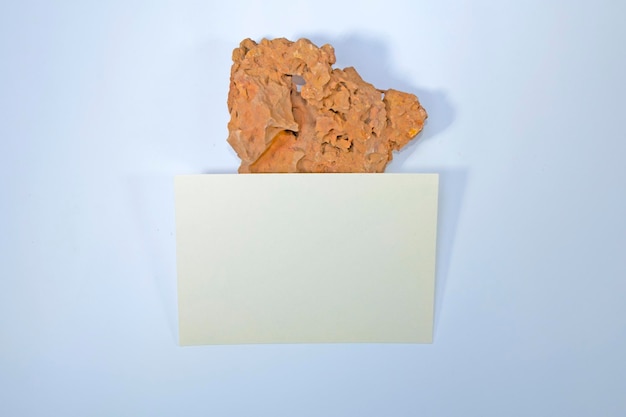 A5 paper greeting card mockup with stone