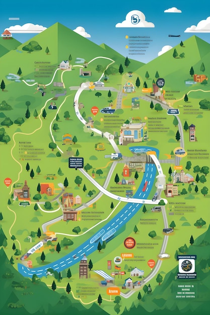 Premium Photo  AA Road Map A Comprehensive Guide for Routes Landmarks 