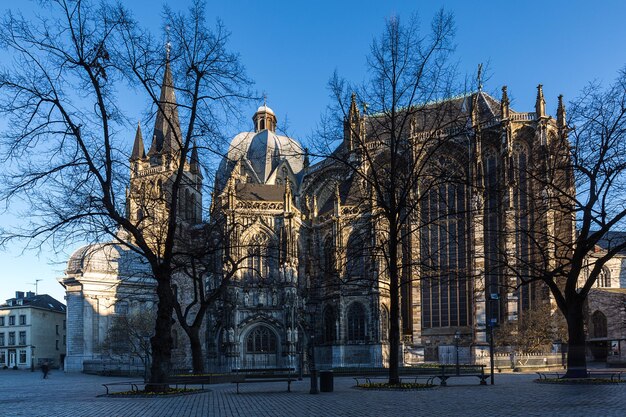 Aachen cathedral in the morning light panorama