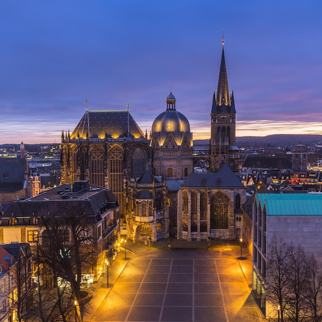 Aachen Cathedral at sunset