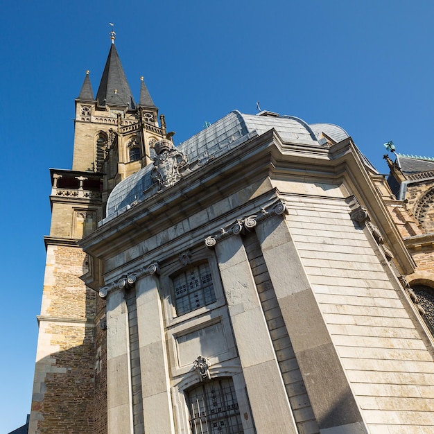 Aachen Cathedral with Westwerk tower in summer