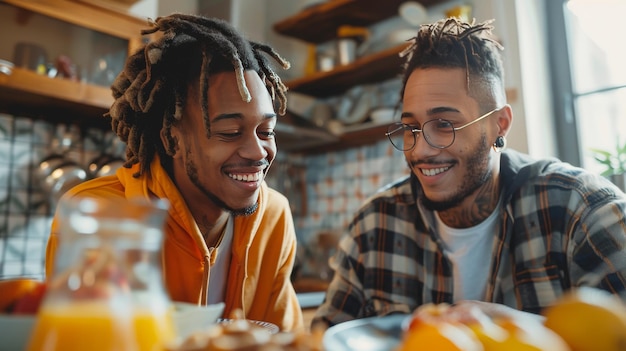 Aafrican people having breakfast at home