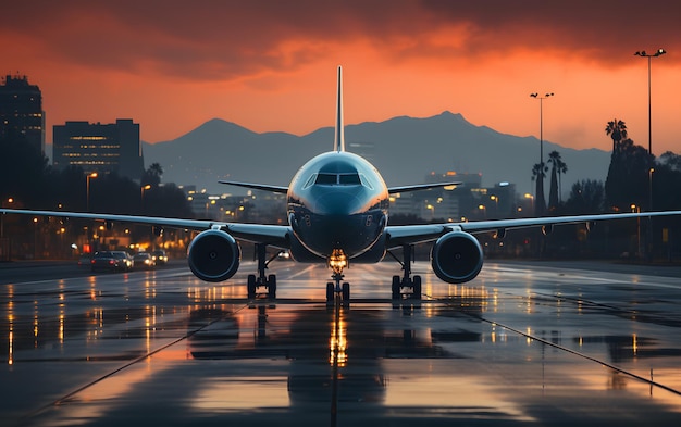 飛行機の離陸の写真の背景