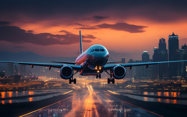 飛行機の離陸の写真の背景