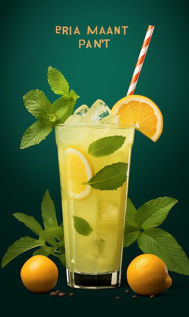 Aam Panna Drink Poster With Raw Mango and Mint Leaves Fresh Indian Celebrations Lifestyle Cuisine