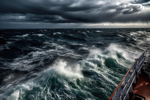 Aan de horizon van de zeeën een woedende storm met veel aandacht voor details