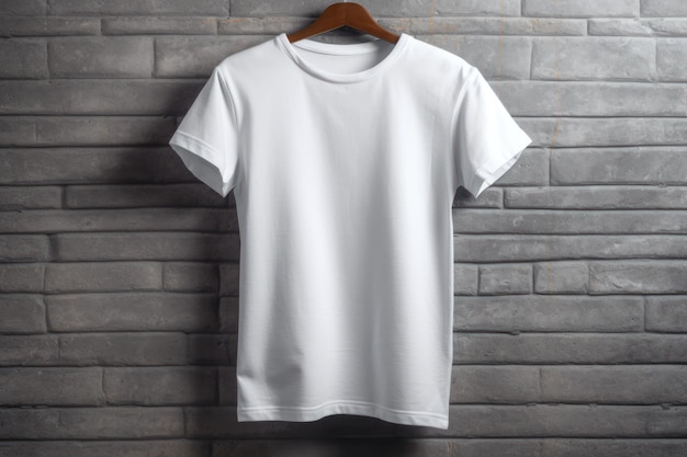 Aan de muur hangt een wit t-shirt