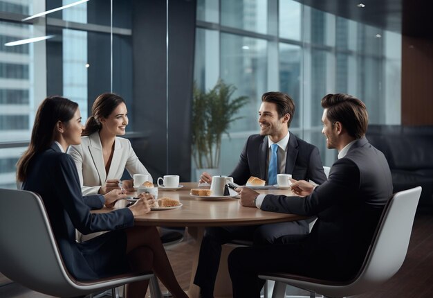 Aan de rechterkant van de tafel staat de manager.