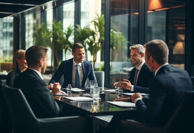 Aan de rechterkant van de tafel staat de manager.