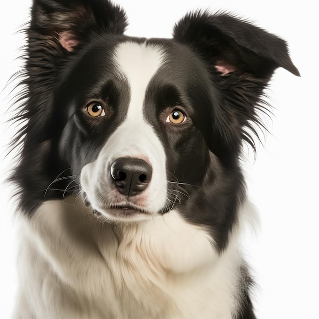 Aanbiddelijke border collie in verrukkelijk realistisch detail op geïsoleerde achtergrond