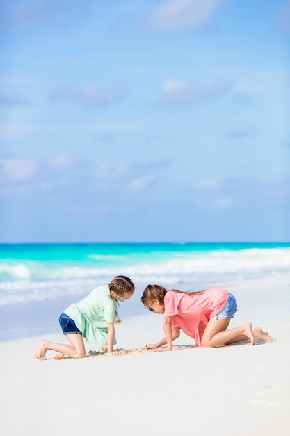 Aanbiddelijke meisjes tijdens de zomer tropische vakantie