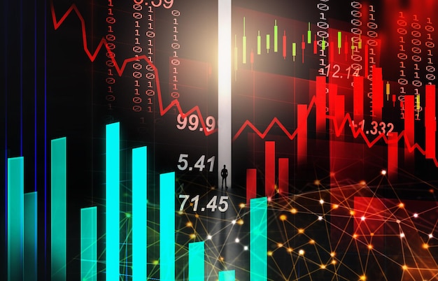 Aandelenmarkt of forex handelsgrafiek en kandelaargrafiek geschikt voor financieel investeringsconcept