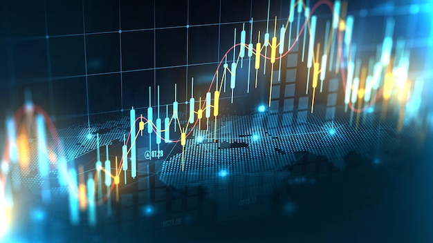 Aandelenmarkt of forex trading grafiek in futuristisch concept