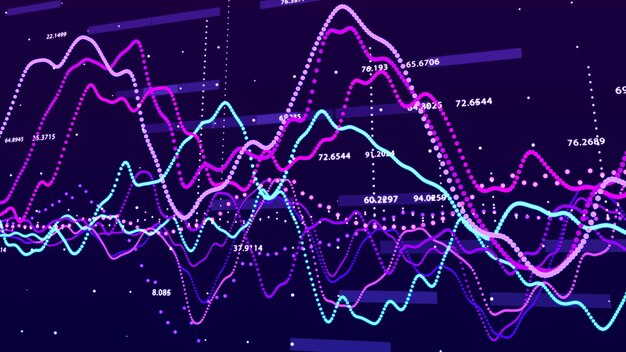 Aandelenmarktgrafiek Big data visualisatie beleggingsgrafiek concept 3d rendering