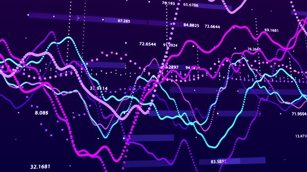 Aandelenmarktgrafiek Big data visualisatie beleggingsgrafiek concept 3d rendering