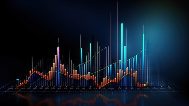 Aandelenmarktgrafiek voor bedrijfsanalyse op schermmonitor bedrijfsrapport voor analyse Financiën Investeringen en economische concepten