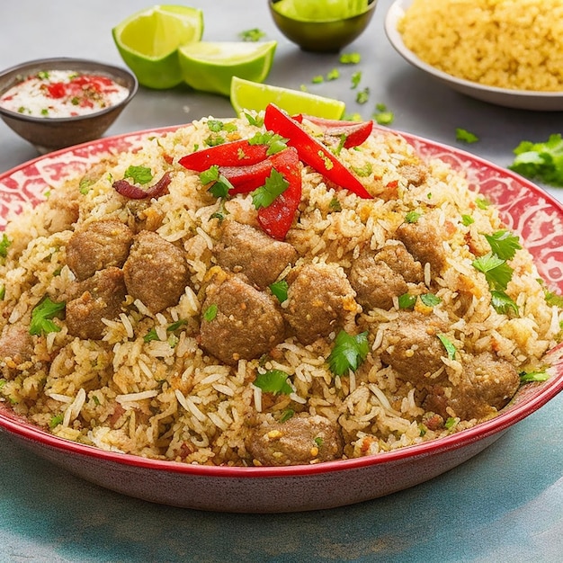 Aantrekkelijk Een bord Kachchi Biryani