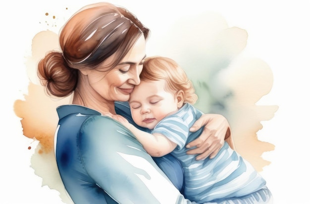 aantrekkelijke gelukkige vrouw met een pasgeboren kind in haar handen moeder omhelst baby moederschap concept