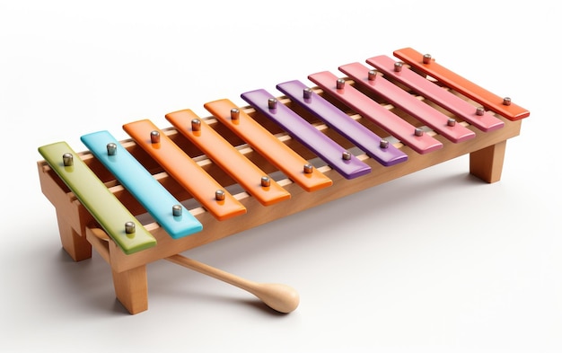 Foto aantrekkelijke kleurrijke xylofoon geïsoleerd op een witte achtergrond