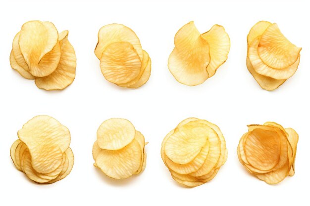 Aardappelchips alleen weergegeven op witte achtergrond Assortiment