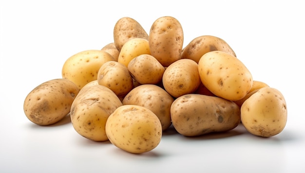 Aardappelen geïsoleerd op een witte achtergrond met AI gegenereerd