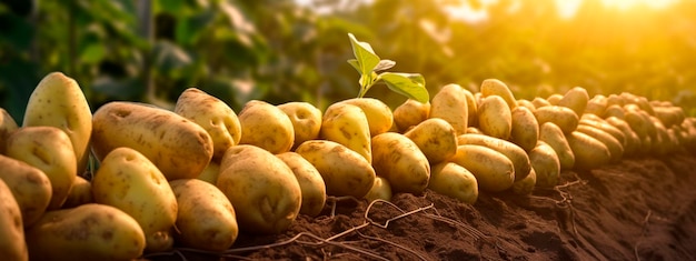 Aardappelen groeien in de tuinoogst Generatieve Ai