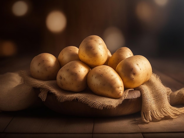 Aardappelen Op Houten Lijst Esthetische Achtergrond