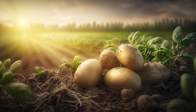 Aardappeloogst in de tuin Generatieve AI