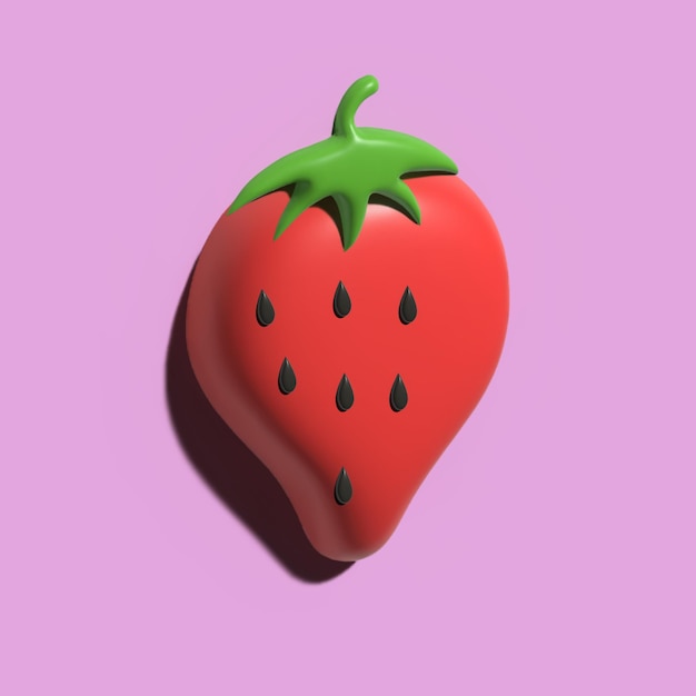 Aardbei groenten fruit 3d render voor gezond voedsel 3D-model renderen