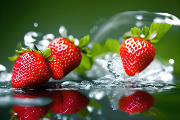 aardbei in water realistische compositie