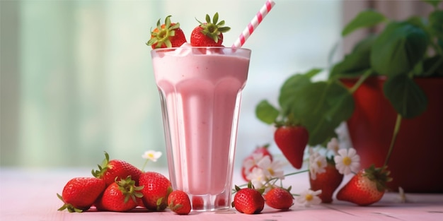 Aardbei milkshake smoothie drankje achtergrond