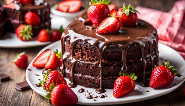 Aardbeien chocoladekoek