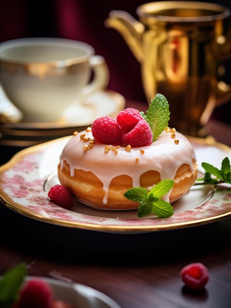 aardbeien donuts op een bord