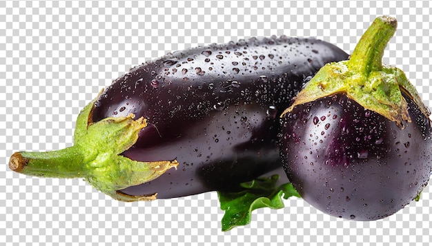 Aardbeien geïsoleerd op doorzichtige achtergrond Verse paarse aubergine