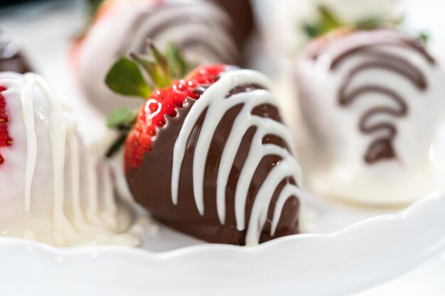 Aardbeien in chocolade
