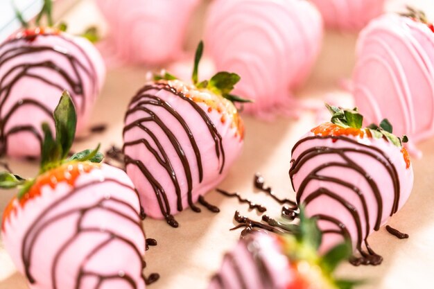Aardbeien in chocolade